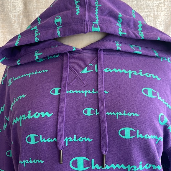 Blue and purple cropped champion hoodie - Picture 2 of 5